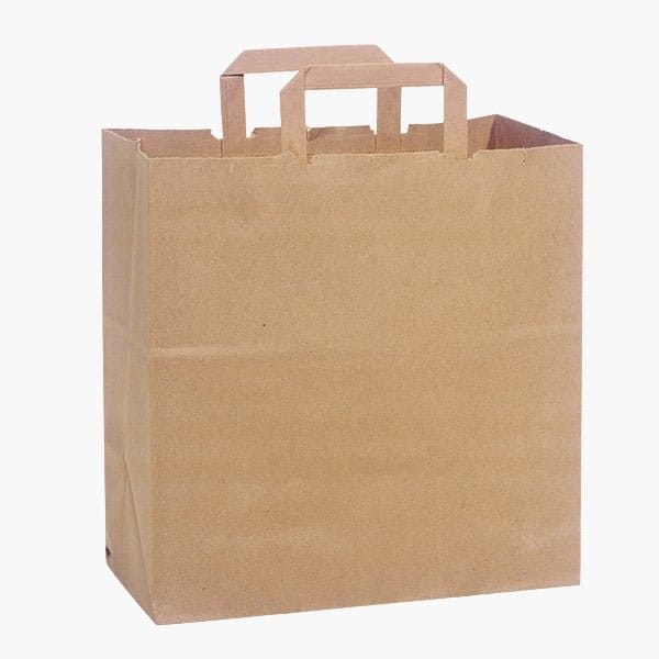 Nashville Wraps 100% Recycled Kraft Paper Bags, Market 12x6.5x14in, 300Pk Flat Handle, 300PK RKBMAR - main