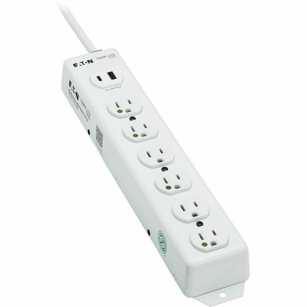 Tripp Lite OutletStrip, White, 1-21/32in, 6Outlets PS-602-HGUSB - main