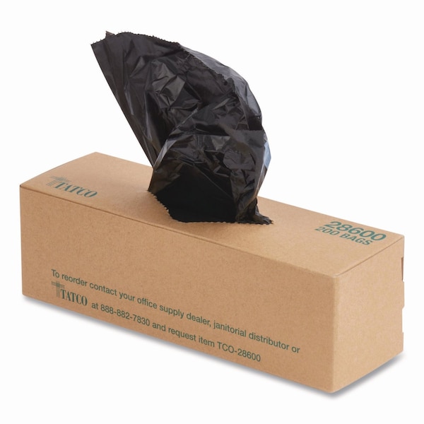 Tatco Dog Waste Bags, Open-Face, 0.5 gal, 8" x 13", Black, Perforated Roll, 2000PK 28600 - main