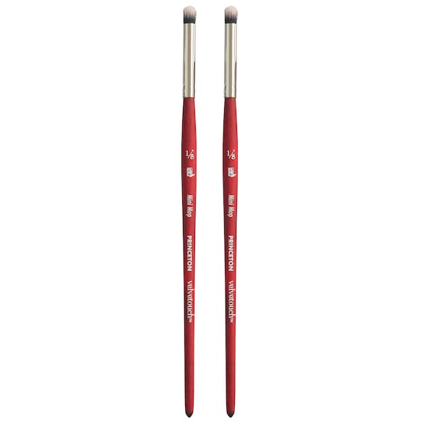 Princeton Velvetouch Mini Mop Brush, Synthetic Bristles, Short Handle Mixed Media, Size 1/8 inch, 2PK P3950M012 - main