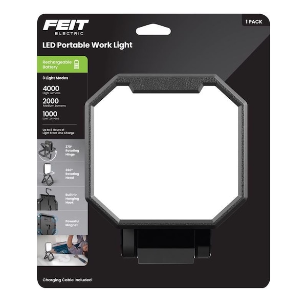 Feit Electric Feit 4000 lm LED Rechargeable Stand H or Scissor Folding Worklight WORK4000FOLDBAT - main