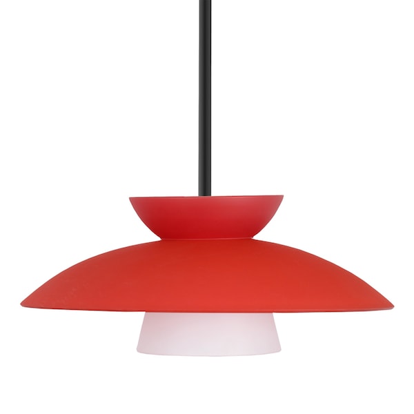 Besa Lighting Besa Trilo 15 Stem Pendant, Red Matte, Black Finish, 1x 75W MAX E26 Base 1TT-451331-BK - main