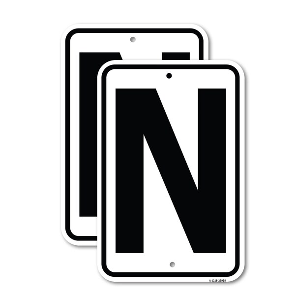 Signmission Sign with Letter N, 12'' X 18'' 2 Signs, Heavy Gauge Aluminum, 2PK A-1218-2PACK-22938 - main