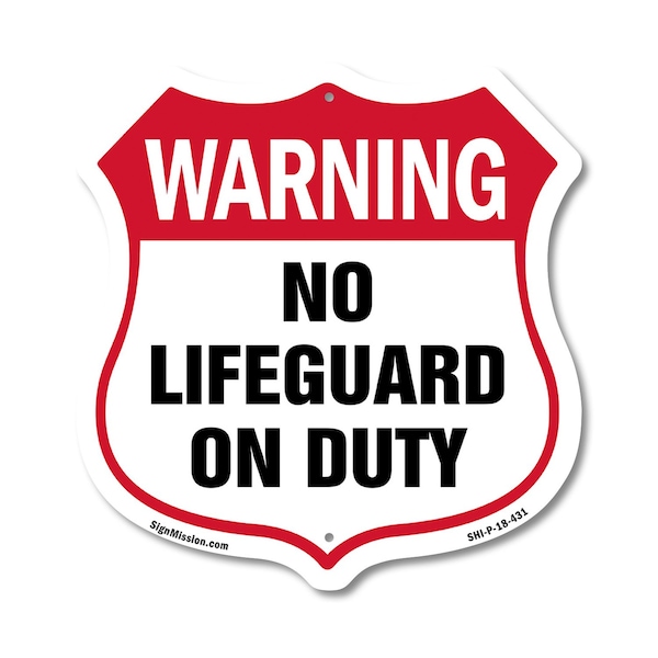 Signmission Pool Safety Shield Sign Warning No Lifeg, 18 Inch X 18 Inch, Plastic Sign SHI-P-18-431 - main