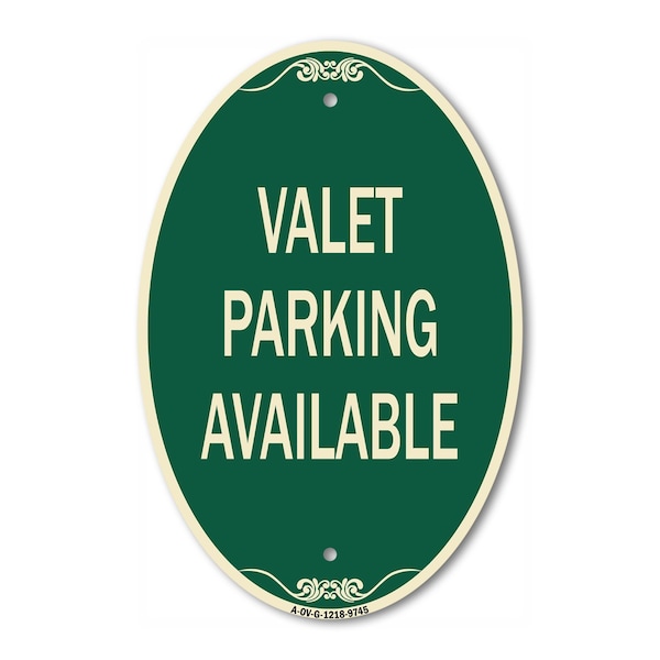 Signmission Valet Parking Available Green & Tan, 12 Inch X 18 Inch Designer, Heavy Gauge Aluminum A-OV-G-1218-9745 - main