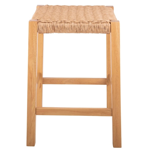 Alaterre Furniture Newport 24in H Wood Counter Height Stool 24 with Handcrafted Woven Rope Seat, Natural ANNP2220 - main