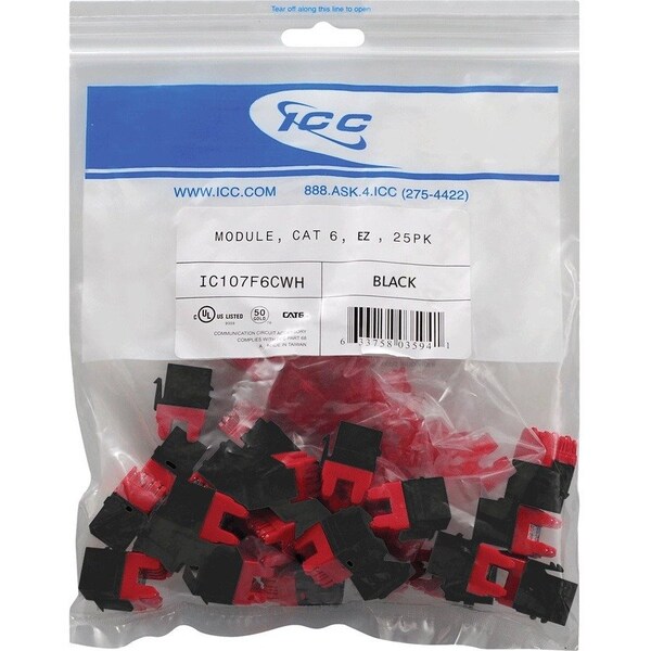Icc Cat 6 Ez Modular Connector Black IC107L6CBK - main