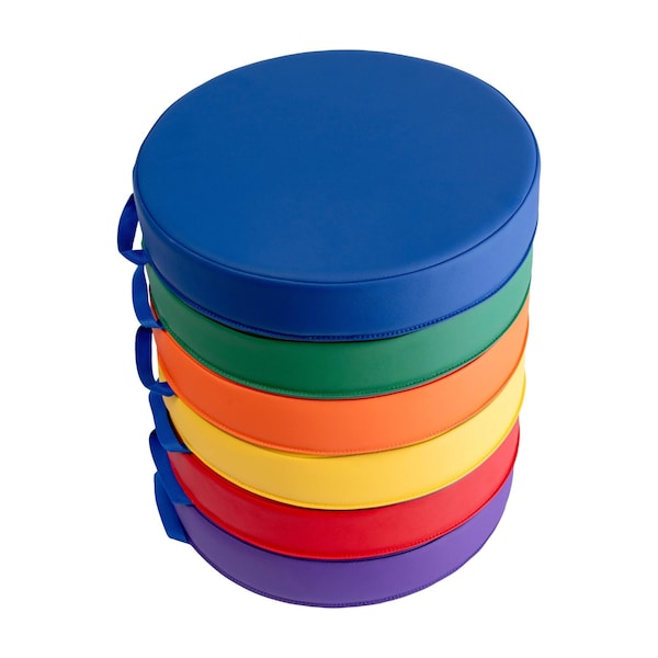 Flash Furniture Kylie 6 Piece 16 Inch Round Floor Cushions w/Handles in Plastic - Assorted Primary Colors HN-12301-ASST-GG - main