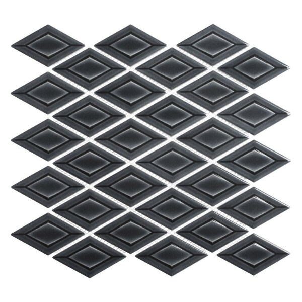 Andova Tiles Venecia Adriatic 1-in. x 3-in. 3D Framed Diamond Glossy Porcelain Wall Mosaic Tile, 10PK ANDVEN1434 - main