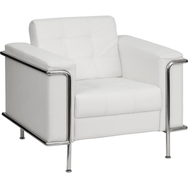 Flash Furniture Hercules Lesley Chair, White Back, 36-3/4 in W 33" L 32-1/2" H, Straight, Leather Seat ZB-LESLEY-8090-CHAIR-WH-GG - main
