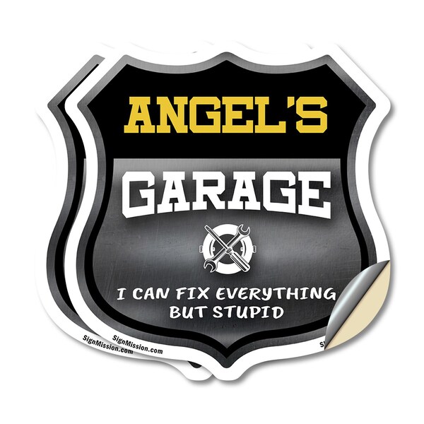 Signmission Angel's Garage I Can Fix Everything But Stupid, 4 inch X 4 inch, Vinyl Decal, 2PK SHI-D-2PACK-4-490-ANGEL - main