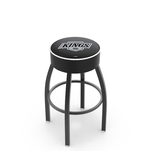 Holland Bar Stool Co 25" Los Angeles Kings Cushion Seat, Blk Wrinkle Base Swivel Bar Stool L8B125LAKing - main