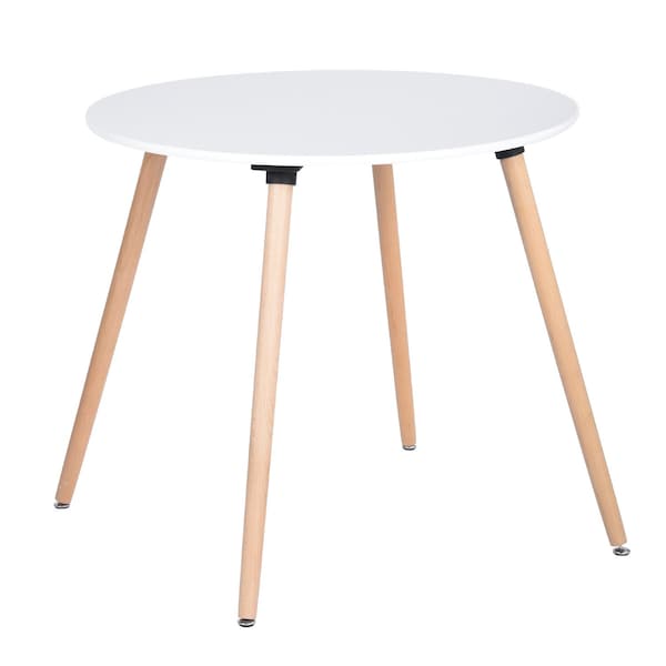 Homeroots 32" White and Natural Wood Round Top Dining Table 568204 - main