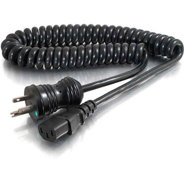 C2G 8FT 18AWG HSP PC COILED 5-15P-C13 BK TAA 48066 - main