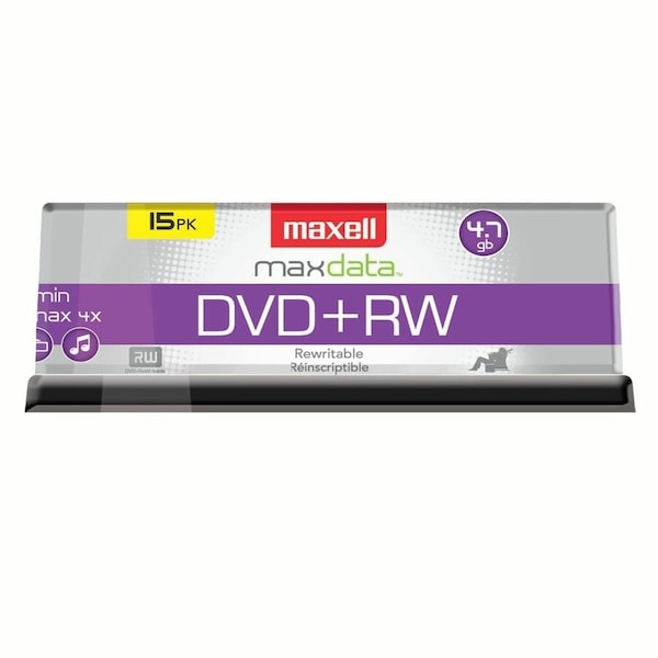 Maxell 634046 DVD+RW Discs, 4.7GB, 4x, Spindle, Silver, 15/Pack 634046 - main