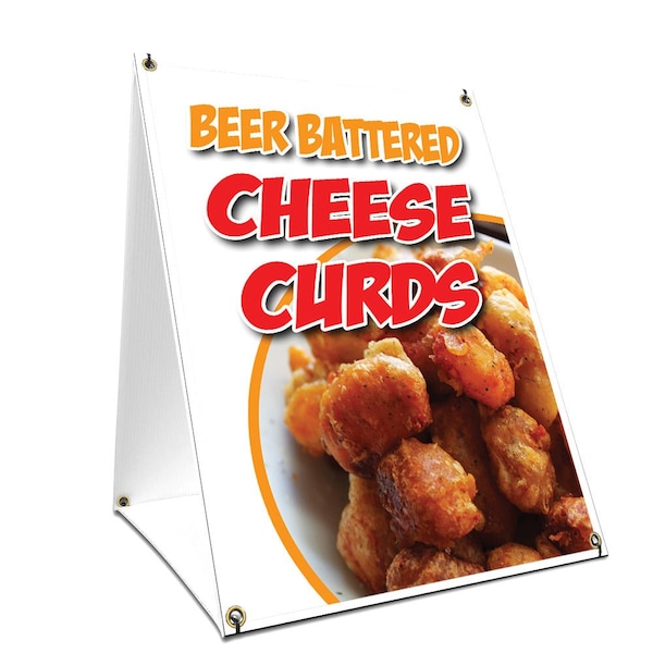 Signmission Beer Battered Cheese Curds, 24 Inch x 18 Inch A-frame Yard Sign, Plastic Sign SBC-1824-Beer Battered Cheese Curds - main