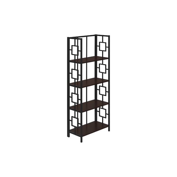 Homeroots 62" Espresso Metal Geometric Bookcase 376531 - main