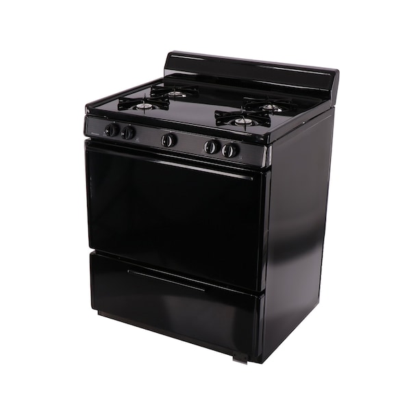 Premier Gas Range, Battery Ignition, Four 9100 BTU Burners, 30 inW x 40 inH x 26 inD, 3.91 cu. Ft., Black 805747 - main
