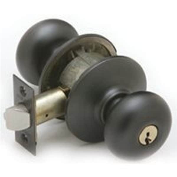 Schlage Plymouth Series Keyed Entry Knob, Solid BrassZinc, Aged Bronze F51A PLY716 - main