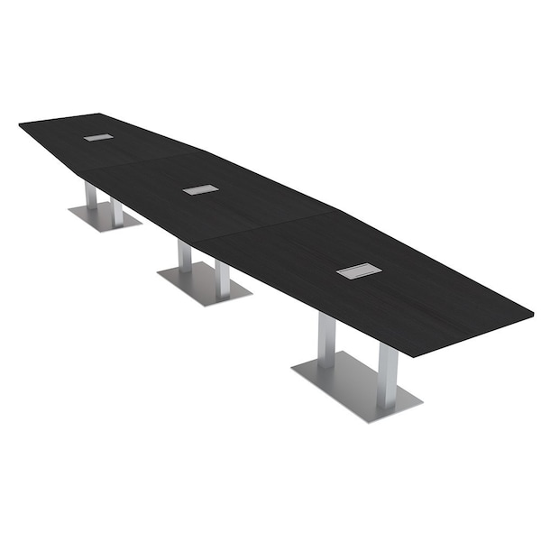 Skutchi Designs Hexagon Conference Table With Power Unit, 48 in W, 216 in L, Black HAR-HEX.IR-48X216-DOU-U999ST19-ESIL - main