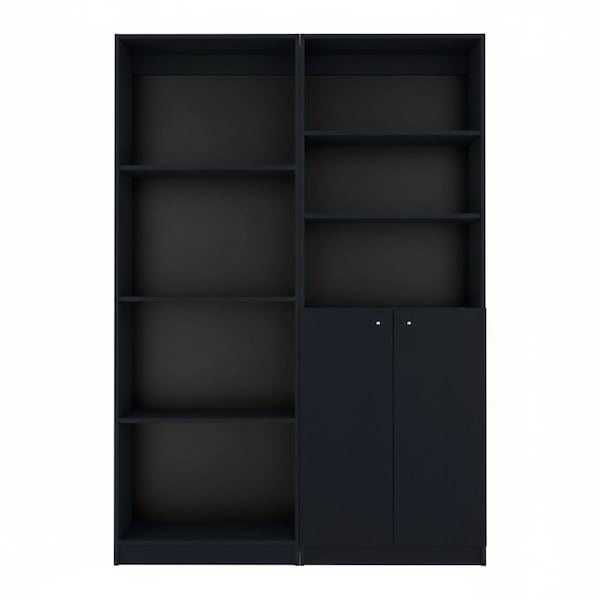 Homeroots Set of Two 71" Black Bookcase With Two Doors 546336 - main
