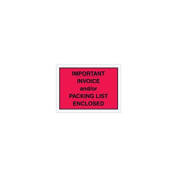 Bubblefast 4 1/2 x 6'' Red ''Important Invoice and/or Packing List Enclosed'' Envelopes, 1000PK BFPL418 - main