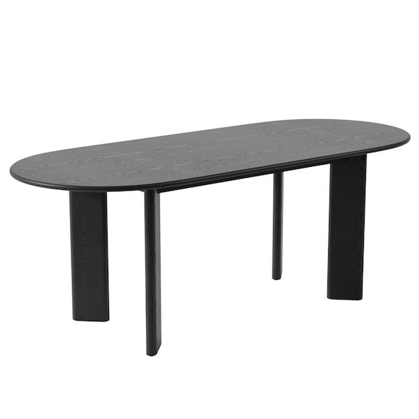 Homeroots 78" Black Solid Wood Oval Dining Table 712173 - main
