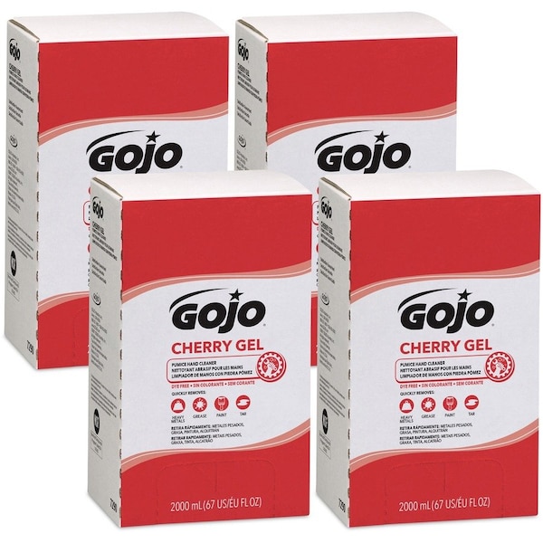 Gojo Hand Cleaner, Cherry Gel Series, Gel, 2,000 mL, Includes Grit, Cherry, 4 PK 7290-04 - main