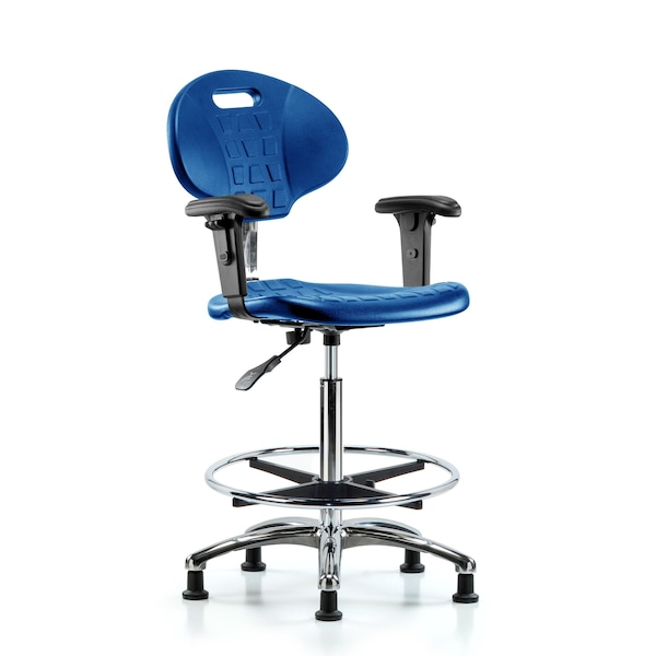 Blue Ridge Ergonomics Clean Room Chair, Adjustable Arms BR-CLR-TPHBCH-CR-A1-CF-RG-BLU - main