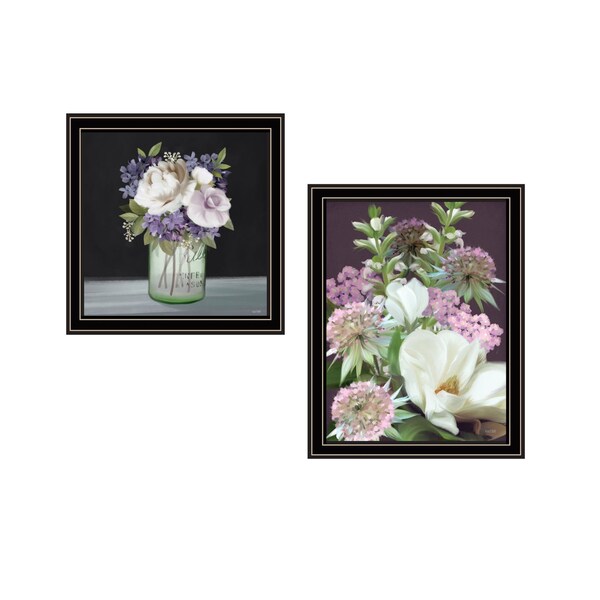 Homeroots Set Of Two Lilac and Wild Plum Bouquet Black Framed Print Wall Art, 2PK 407987 - main