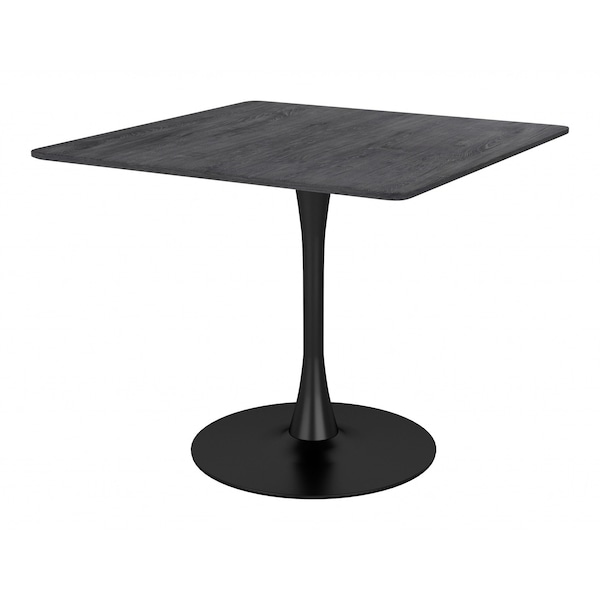Homeroots 35" Black Square Steel Pedestal Base Dining Table 386247 - main