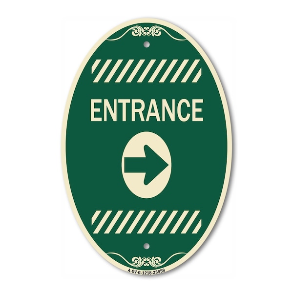 Signmission Flex Post Entrance with Right Arrow Decal Onl, 12 In X 18 In Architectural, Heavy Gauge Aluminum A-OV-G-1218-23959 - main