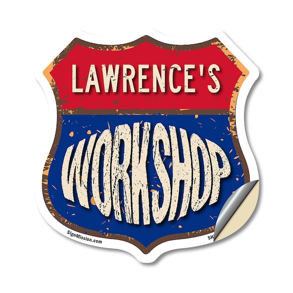 Signmission Lawrence's Workshop, 12 Inch X 12 Inch, Vinyl Decal SHI-D-12-489-LAWRENCE - main