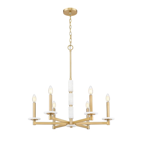 Z-Lite Kaden 6-Light Chandelier, 28 in W, Modern Gold 3045-6MGLD - main