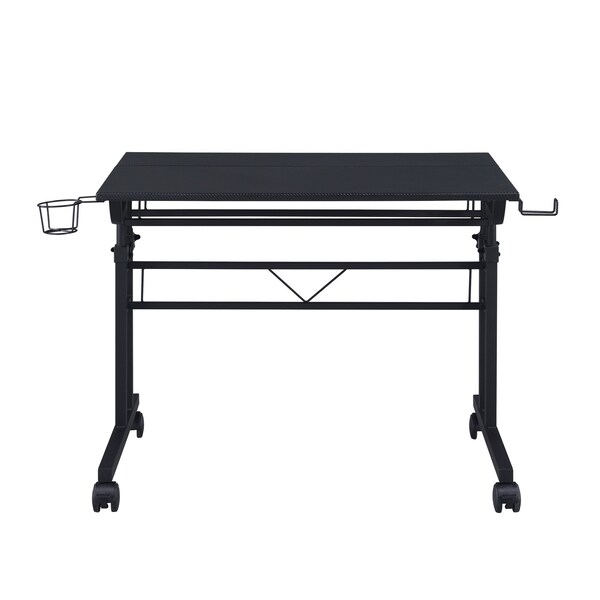 Homeroots Adjustable Black Wood and Stainless Steel Writing Desk 723744 - main