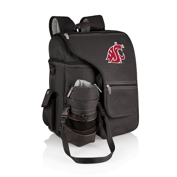 Picnic Time Family Of Brands NCAA Washington State Cougars Turismo Backpack Cooler with Water Bottle CarrierBlack 641-00-175-634-0 - main