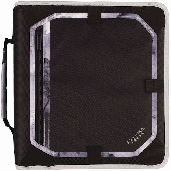 Five Star Zipper Binder, 3 Rings, 2" Capacity, 11 x 8.5, Black/Gray Accents 29052IT8 - main