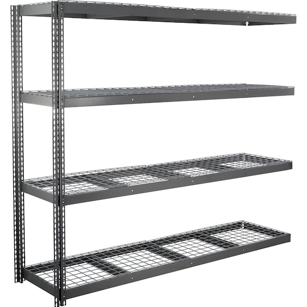 Global Industrial 4 Shelf, Standard Duty Boltless Shelving Add On, 96"W x 48"D x 84"H, Wire Deck 784139GY - main