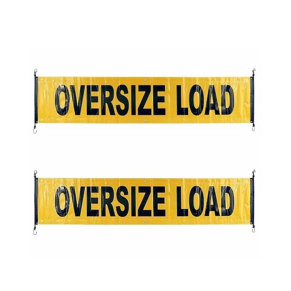 Mytee Products 18in x 84in Reflective Oversize Load Sign Banner for Trucks, Trailer w/Bungee, 2PK WLS-B-REFx2 - main