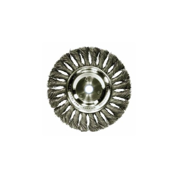 Weiler Standard Twist Knot Wire Wheel, 6 in D x 1/2 W, .016 Stainless Steel, 9,000 rpm, 2PK 804-08345 - main