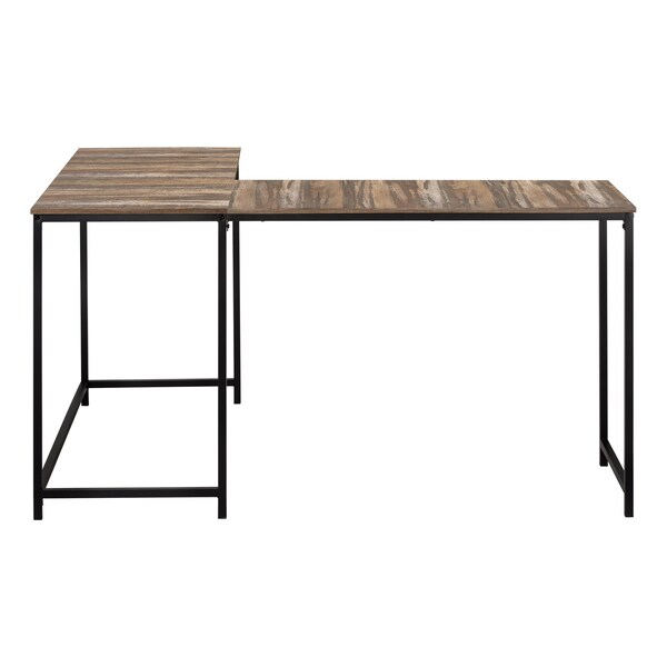 Homeroots 58" Brown and Black Wood and Metal Corner Computer Desk 489861 - main