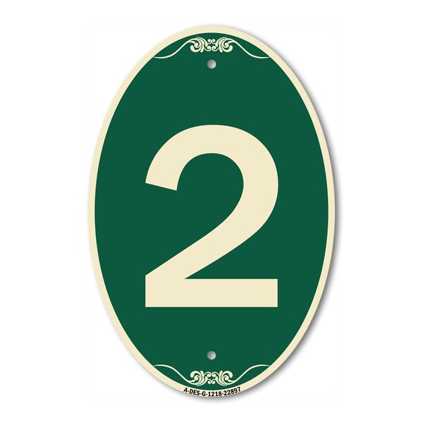Signmission Number 2, 12 Inch X 18 Inch Architectural Oval, Heavy Gauge Aluminum A-OV-G-1218-22897 - main