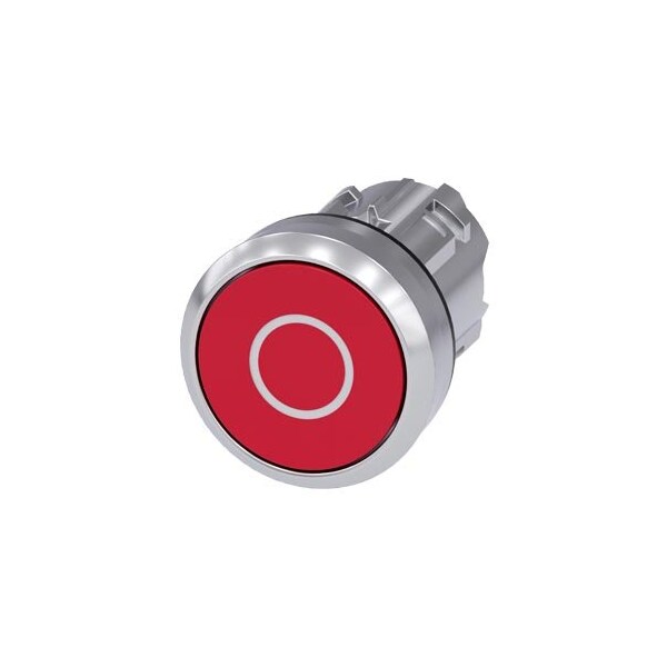 Siemens Pushbutton, 22 mm, round, metal, shiny, red, inscription: O 3SU1050-0AB20-0AD0-ZY19 - main