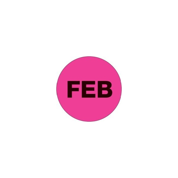 Bubblefast 2'' Circle - ''FEB'' Fluorescent Pink Months of the Year Labels BFDL6736 - main