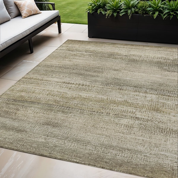 Homeroots 5' X 8' Taupe And Beige Abstract Washable Indoor Outdoor Area Rug 631120 - main