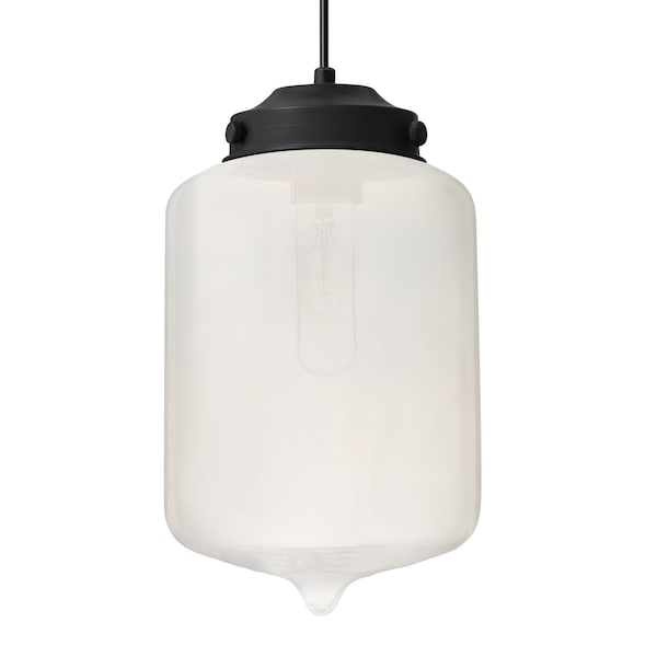 Besa Lighting Besa Olin Pendant, Frost, Black Finish, 1x 60W MAX E26 Base 1JT-OLINFR-BK - main