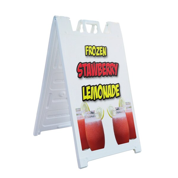 Signmission Frozen Strawberry Lemonade, A-Frame & 2 Decals Installed, Heavy-Duty Plastic Frame SBHD-D-2436-Frozen Strawberry Lemonade - main