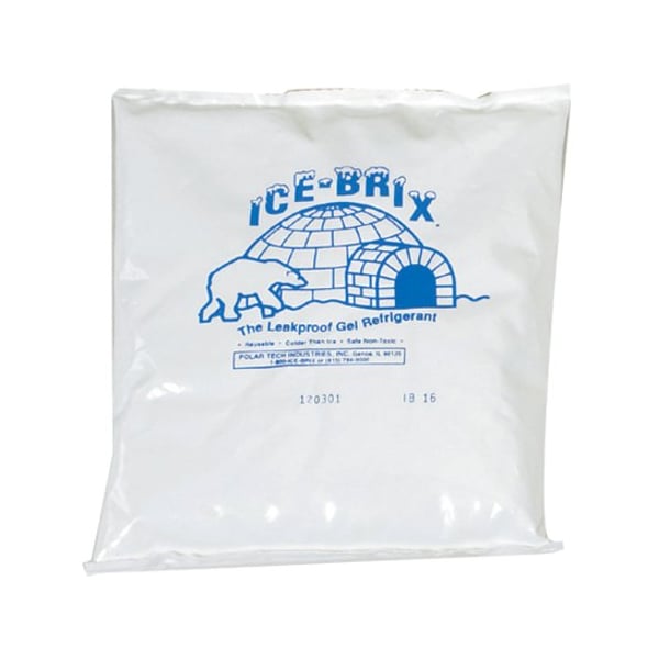 The Packaging Wholesalers Ice-Brix Cold Packs, 16 Oz., 6-1/4"L x 6"W x 1"H, White/Blue, 36/Pack IB16BPD - main