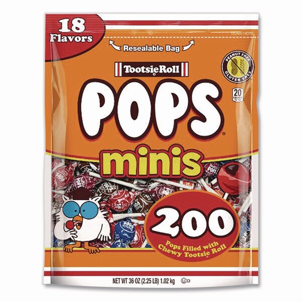 Tootsie Roll Pops Minis, Assorted Flavors, 36 oz Bag, 200PK CRM04200 - main