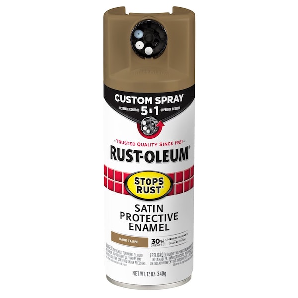 Rust-Oleum Spray Paint, Dark Taupe, Satin, Solvent, 12 oz 376878 - main